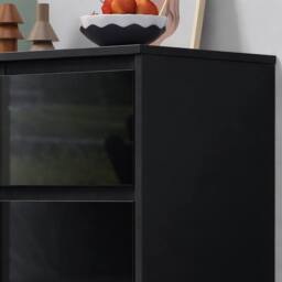 Harmin Modern Black High Gloss Chest of Drawers, 7 Drawer Handleless Cabinet - thumbnail 6