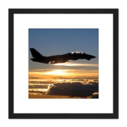 Artery8 US Navy F14D Tomcat Fighter Jet Silhouette 8X8 Inch Square Wooden Framed Wall Art Print Picture with Mount in Black - thumbnail 1