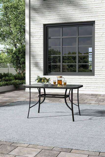 Garden Sanctuary Outdoor Tempered Glass Rectangle Garden Dining Table in Black - image 1
