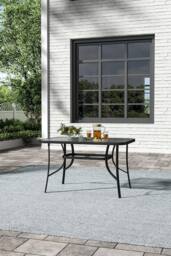 Garden Sanctuary Outdoor Tempered Glass Rectangle Garden Dining Table in Black - thumbnail 1