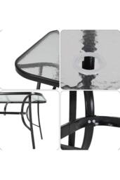 Garden Sanctuary Outdoor Tempered Glass Rectangle Garden Dining Table in Black - thumbnail 5