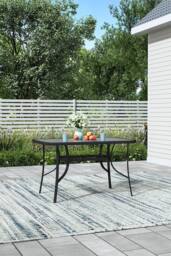 Garden Sanctuary Outdoor Tempered Glass Rectangle Garden Dining Table in Black - thumbnail 2
