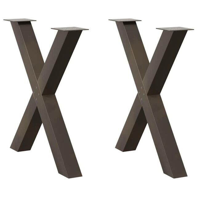 Berkfield Home Dining Table Legs X-Shaped 2 pcs Natural Steel 80x(72-73) cm Steel in Brown - image 1