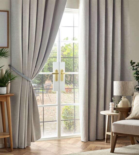 Luxury Living Chenille Blackout Pencil Pleat Top Curtains in Silver - Size: 117 cm width x 229 cm drop - image 1