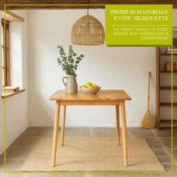 Nicholas Winter Square Wooden Dining Table - 90cm x 90cm - Natural - Size: 90 cm x 90 cm - thumbnail 2