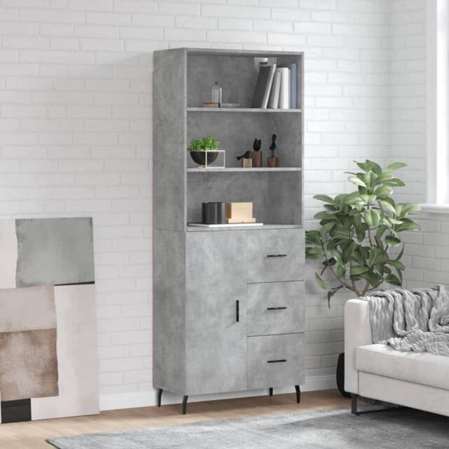 Berkfield Home Highboard Concrete Grey 69.5x34x180 cm Engineered Wood - image 1
