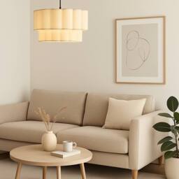 CGC Lighting Selina Scalloped Two Tier Cream Drum Lampshade Large 48cm - thumbnail 3