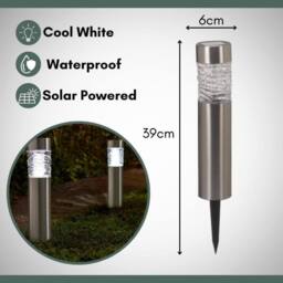 Marco Paul 4pc Solar Bollard Stake Ligths in Metallic Silver - thumbnail 2