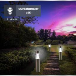 Marco Paul 4pc Solar Bollard Stake Ligths in Metallic Silver - thumbnail 6