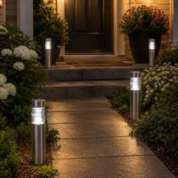 Marco Paul 4pc Solar Bollard Stake Ligths in Metallic Silver - thumbnail 7