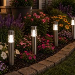 Marco Paul 4pc Solar Bollard Stake Ligths in Metallic Silver - thumbnail 8