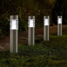 Marco Paul 4pc Solar Bollard Stake Ligths in Metallic Silver - thumbnail 1