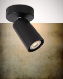 Lucide 'XYRUS' Dimmable Stylish Tiltable Indoor LED Ceiling Spotlight GU10 in Black - thumbnail 4