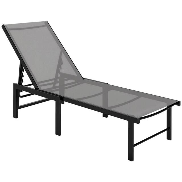 VOGREX Sun Lounger, 5-Level Reclining Sun Lounger Chair, Grey - image 1