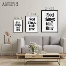 "Artery8 Good Things Take Time Black White Bright Simple Framed Canvas Art - Size: W12"" x H16""" - thumbnail 4