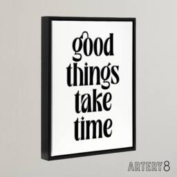 "Artery8 Good Things Take Time Black White Bright Simple Framed Canvas Art - Size: W12"" x H16""" - thumbnail 2