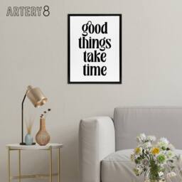 "Artery8 Good Things Take Time Black White Bright Simple Framed Canvas Art - Size: W12"" x H16""" - thumbnail 3