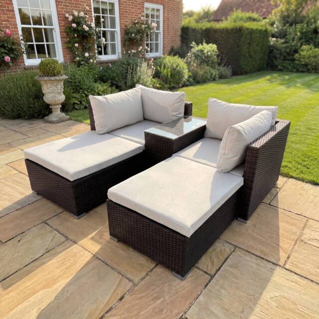 Artemis Home Bastia 5 Piece Outdoor Seating & Table Set in Cream - Size: 2 Person - image 1