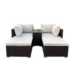 Artemis Home Bastia 5 Piece Outdoor Seating & Table Set in Cream - Size: 2 Person - thumbnail 2