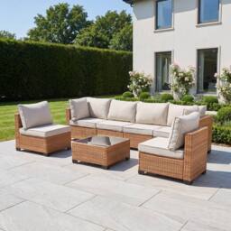 Artemis Home Saviano 6 Seat Modular Rattan Conversation Set in Tan