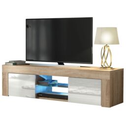 Creative Furniture Loom TV Unit 130cm - A Minimalist & Sophisticated Cabinet with Gloss Doors & LED Lights in Light Oak - thumbnail 6