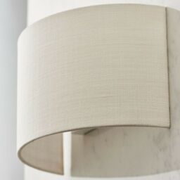 Loops 2 PACK Fabric LED Wall Light Vintage White Semi Circle Linen Shade Lamp Fitting - thumbnail 5