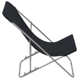 Berkfield Home Folding Beach Chairs 2 pcs Steel & Oxford Fabric Black - thumbnail 4