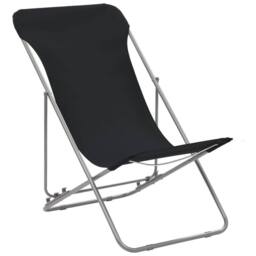 Berkfield Home Folding Beach Chairs 2 pcs Steel & Oxford Fabric Black