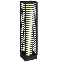 OUTSUNNY Garden Rattan Lamp, 68 cm Solar Rattan Floor Lamp with Auto On/Off in Black - thumbnail 2