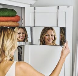 mysmartbuy 3 Way Over Door Mirror - Bathroom or Bedroom Trifold Vanity Mirror with Telescopic Hanging Hooks - H19.5 x W93 x D1.5cm in Silver - thumbnail 2