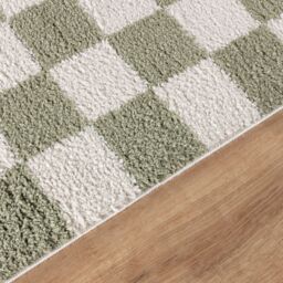 Livabliss Fossay Shag-Washable Beige Brown Green Grey Pink Cream Checkered Rug - Size: 120 cm x 170 cm - thumbnail 3