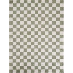 Livabliss Fossay Shag-Washable Beige Brown Green Grey Pink Cream Checkered Rug - Size: 120 cm x 170 cm - thumbnail 2
