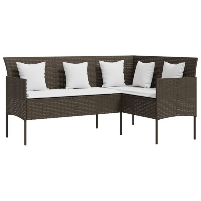 Berkfield Home Durable 5 Piece L-shaped Couch Sofa Set with Cushions Poly Rattan in Brown - image 1
