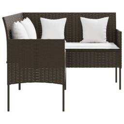 Berkfield Home Durable 5 Piece L-shaped Couch Sofa Set with Cushions Poly Rattan in Brown - thumbnail 5