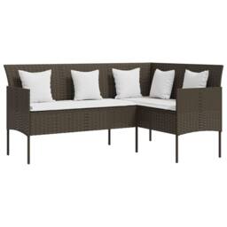 Berkfield Home Durable 5 Piece L-shaped Couch Sofa Set with Cushions Poly Rattan in Brown - thumbnail 1