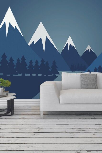 Origin Murals Snowy Mountains Wall Mural in Blue - Size: W350 cm x H280 cm - image 1