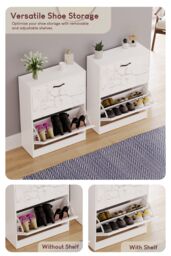 Home Discount Vida Designs 2 Drawer Shoe Cabinet Rack Organizer Storage Furniture in White - thumbnail 4