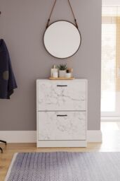 Home Discount Vida Designs 2 Drawer Shoe Cabinet Rack Organizer Storage Furniture in White - thumbnail 3