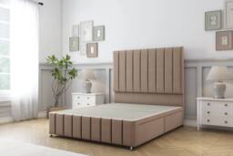 "Sloomy California Plush Divan Set 2 Drawers-54"" Headboard-Footboard in Bronze - Size: Double" - thumbnail 2