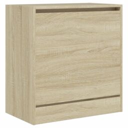 Berkfield Home Shoe Cabinet Sonoma Oak 60x34x63.5 cm Engineered Wood in Brown - thumbnail 4