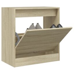 Berkfield Home Shoe Cabinet Sonoma Oak 60x34x63.5 cm Engineered Wood in Brown
