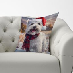 Warren Reed - Designer Snowy Christmas West Highland Terrier Cushion in White - Size: 60 cm x 60 cm - thumbnail 3