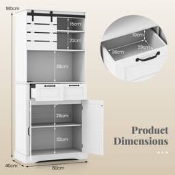 Gymax Kitchen Pantry Cabinet with Power Outlet Tall Coffee Bar Cabinet with in White - thumbnail 4