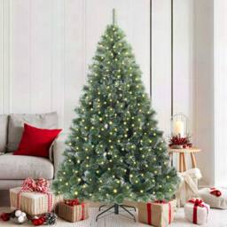 Berkfield Home Realistic Artificial Christmas Tree with 300 LEDs Green 180 cm PE - thumbnail 2