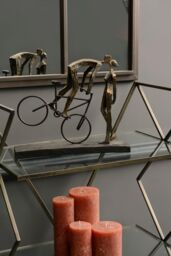 Libra Interiors Antique Bronze Kissing Couple On Bike Sculpture - thumbnail 2