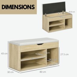 Pirlo Plush Industrial Shoe Storage Bench With Cushion Seat Oak in Light Oak - thumbnail 6