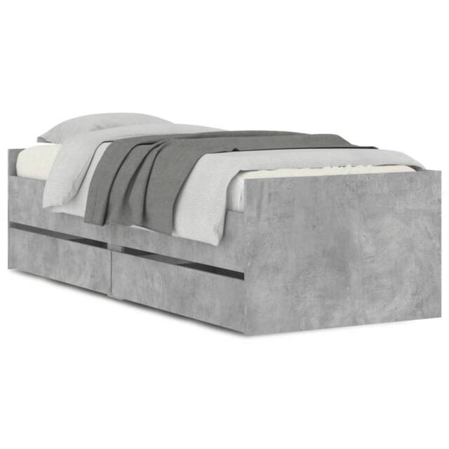 Berkfield Home Bed Frame with Drawers without Mattress Concrete Grey 90x200 cm - image 1