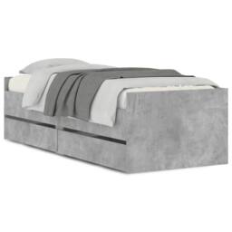 Berkfield Home Bed Frame with Drawers without Mattress Concrete Grey 90x200 cm - thumbnail 1