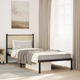 Berkfield Home Metal Bed Frame without Mattress Sonoma Oak 80x200 cm in Brown - thumbnail 2