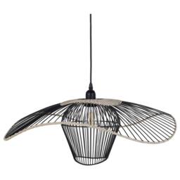 Wyld and Coco Pentant Pendant Lamp Black Iron Textured Rattan Shade W60 x H110cm - thumbnail 2